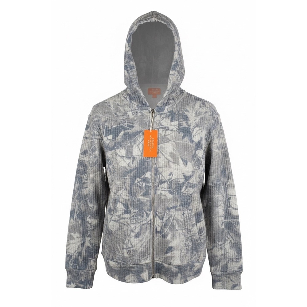 Negative Space Mens Camo Print Full‎ Zip Thermal Hoodie Gray, Size S, NWT